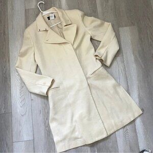 Ann Demeulemeester Coat wool long womens Cream (size 40) chic minimalist winter
